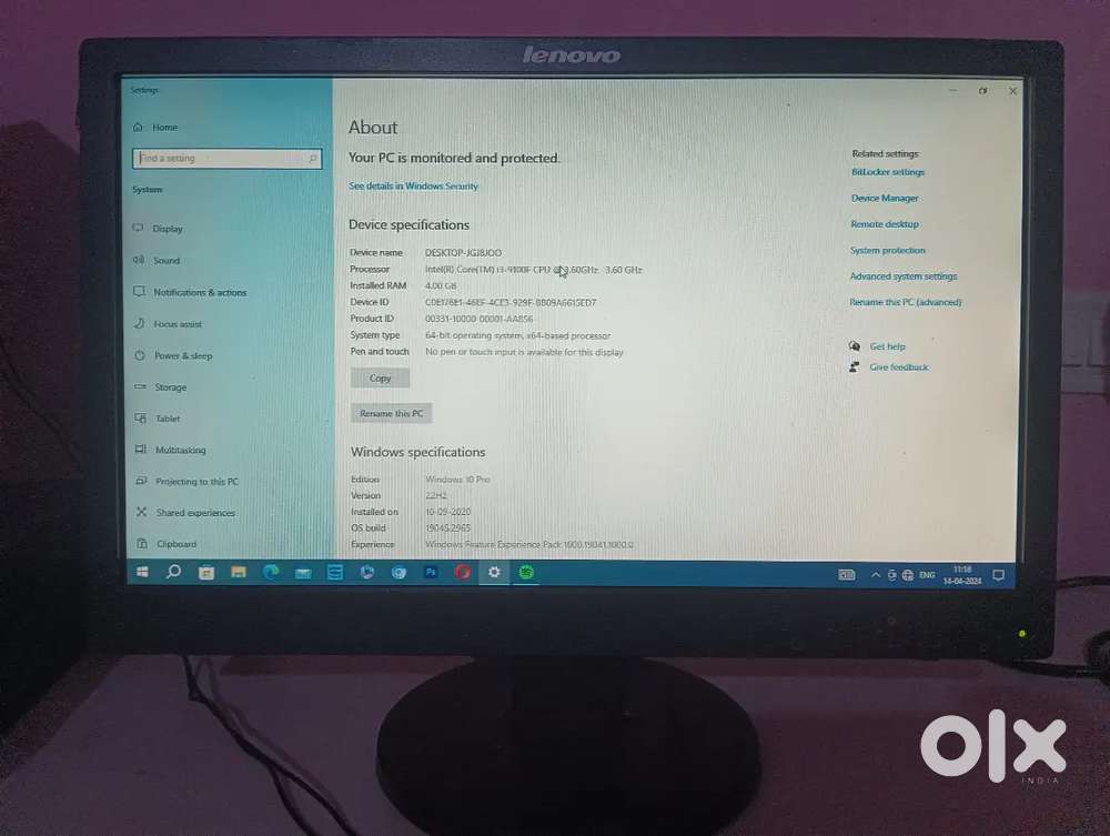 I sell My Lenovo desktop and Zebronic CPU with windows 10 OS
