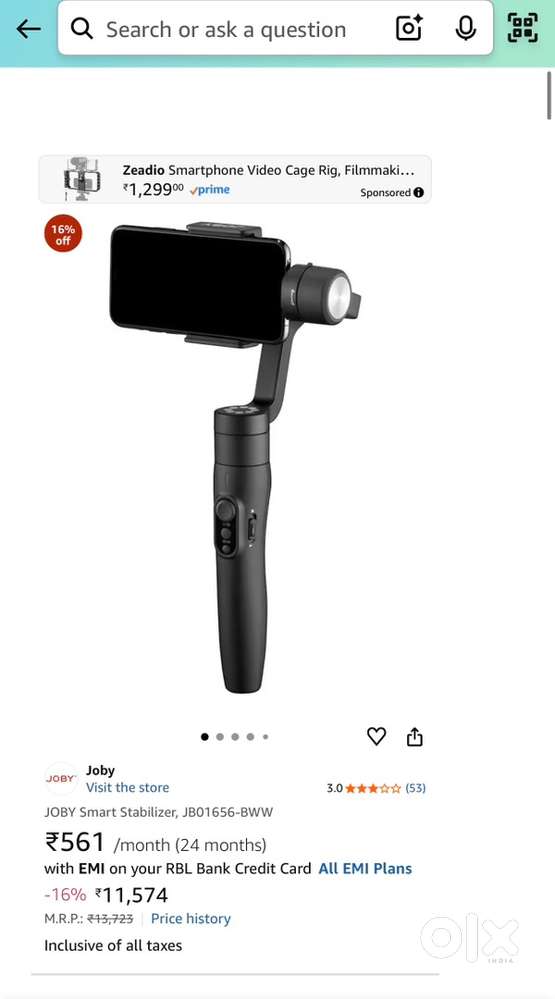 GIMBAL JOBY Smart Stabilizer, JB01656-BWW