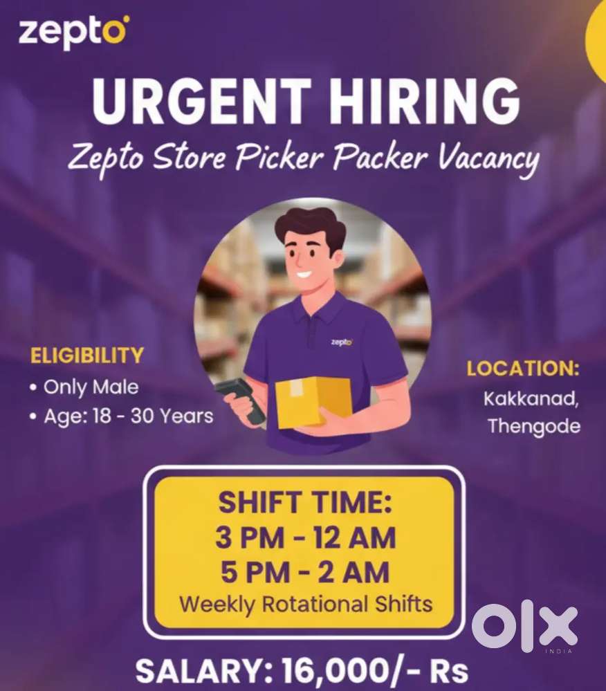 Thengode Zepto store Picker Vacancies