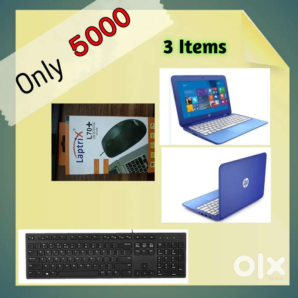 Laptop, mouse, keyboard