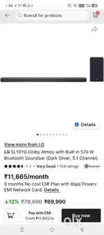 LG SL10YG DOBY ATMOS SOUND BAR WITH WIRELESS KIT LG SPK8
