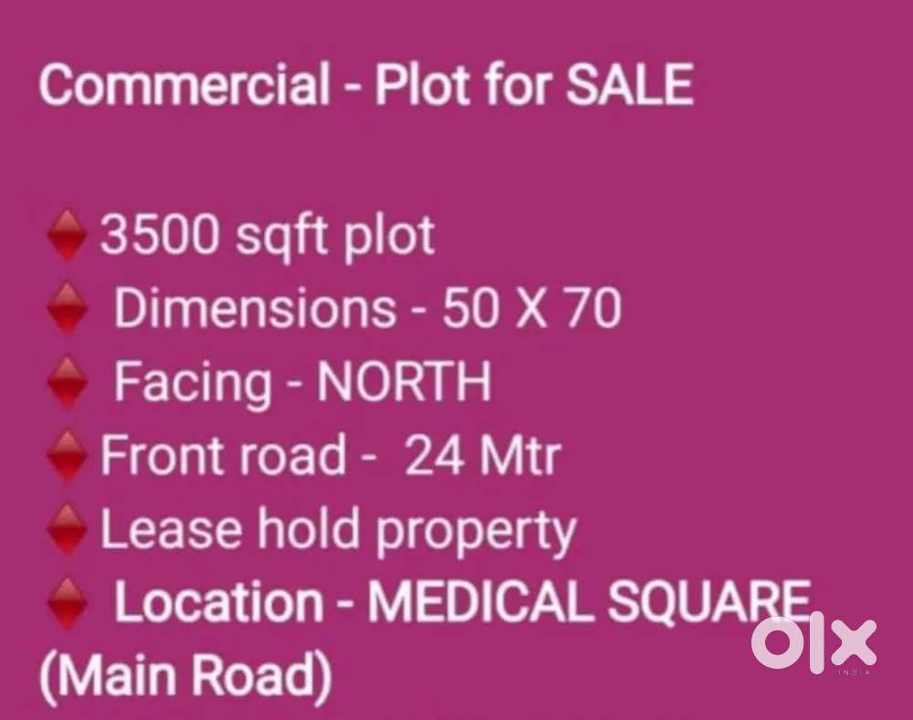 Plot for sale at medical square main road touch