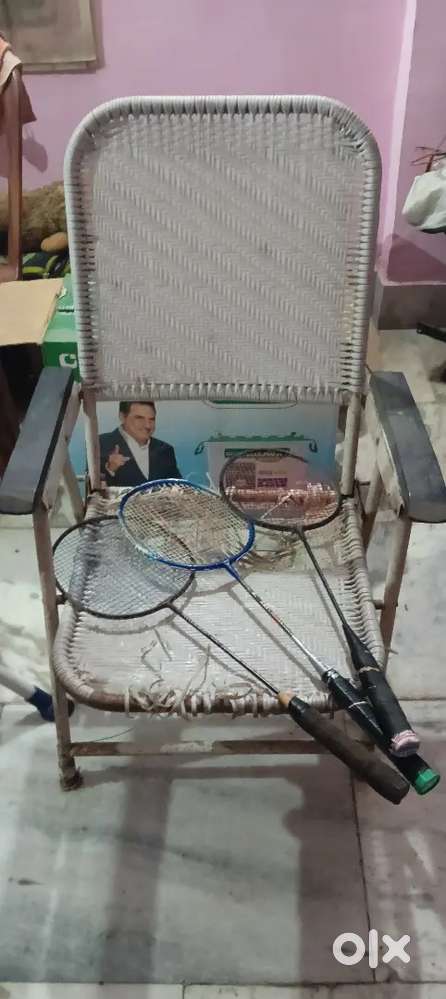Cricket Bat, Badminton Racket and Cricket Ball