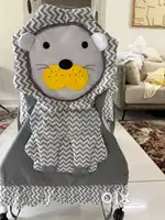 Fab N Funky Baby Cradle With Mosquito Net and storage lion shaped grey