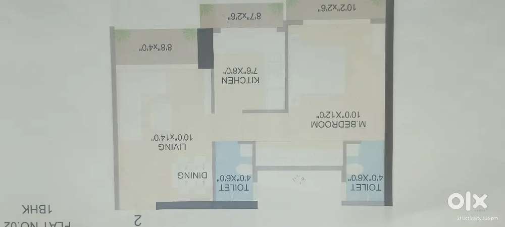 Available 1bhk for sale in Nerul East 1.10cr