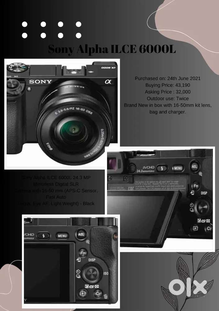 Sony A6000 Mirrorless Camera with 16-50mm kit Lense