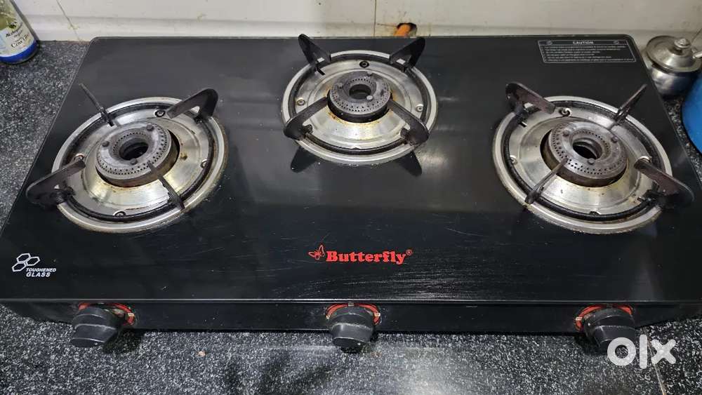 Butterfly gas stove with 3 burner