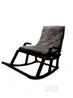 Teak Wood Traditional Rocking Chair, With Cushion.