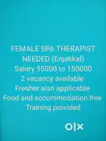 Female spa Therapist vacancy in trivandrum