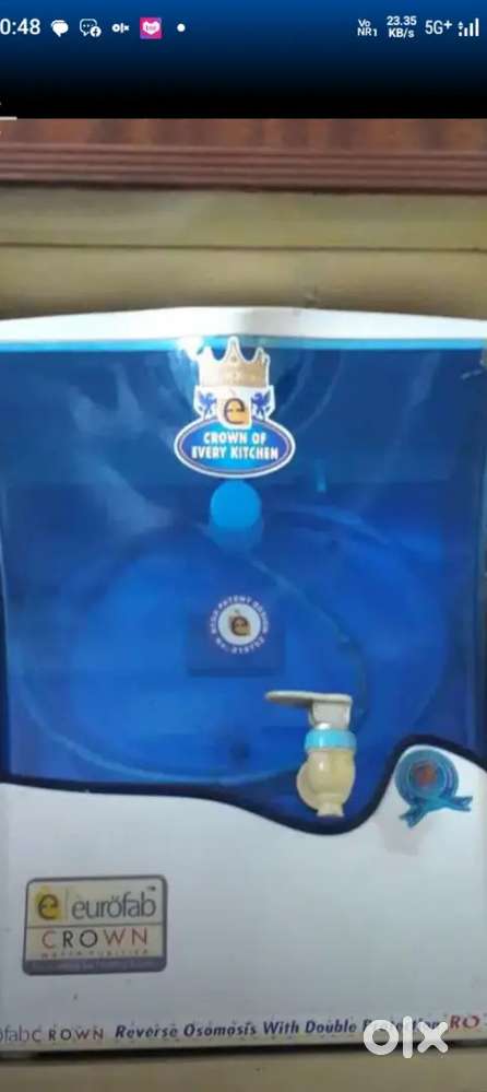 EUROFAB CROWN WATER PURIFIER  RO + UV 
NEW LOOK, WELL MAINTAINED.