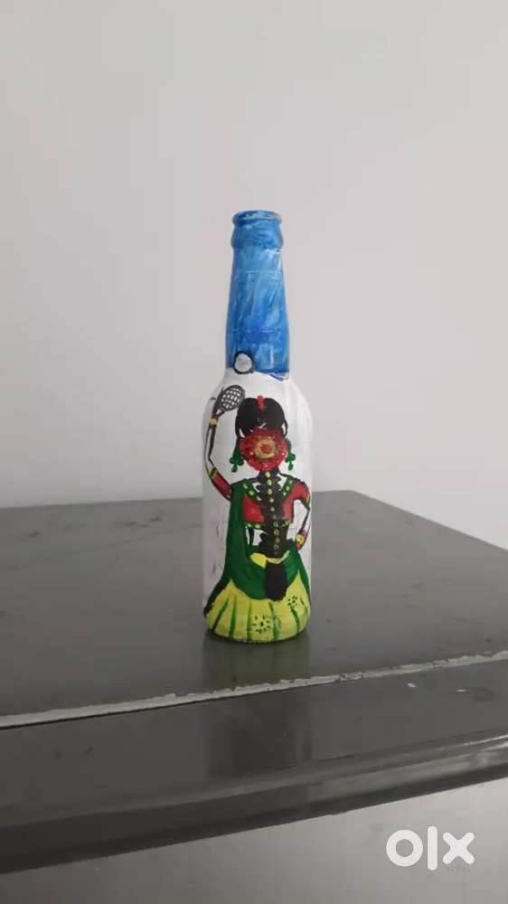 Ancient women painting on  glass bottle buy - Artist Pooja Kumawat
