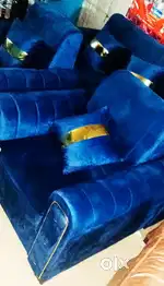 Jai laxmi new full sofa set  of colour blue and golden strips