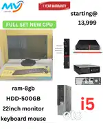 Branded - I7 Process CPU  Ram - 8GB  Hard disk - 500GB  Monitor  Keybo