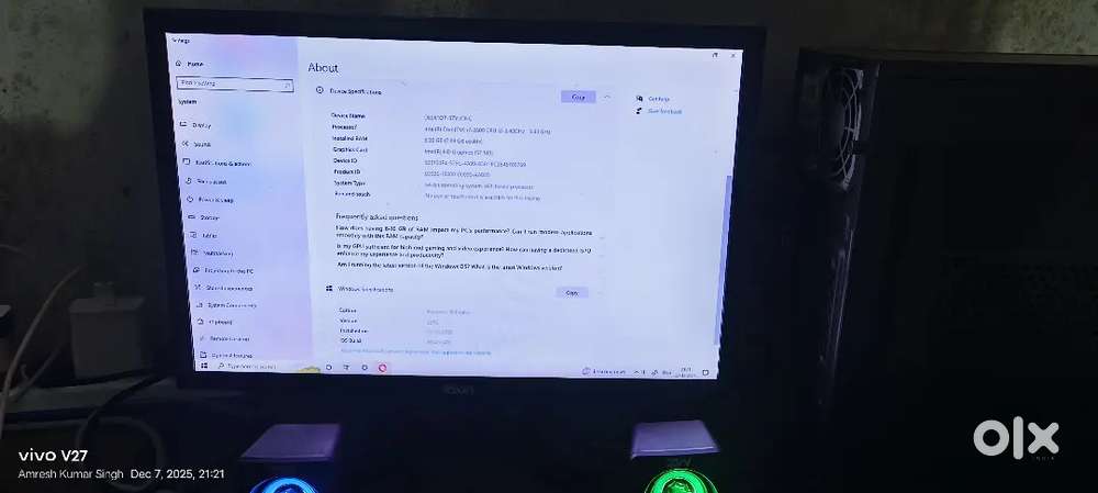 COMPUTER DZAB INTEL CORE I7 8 RAM 550 SSD