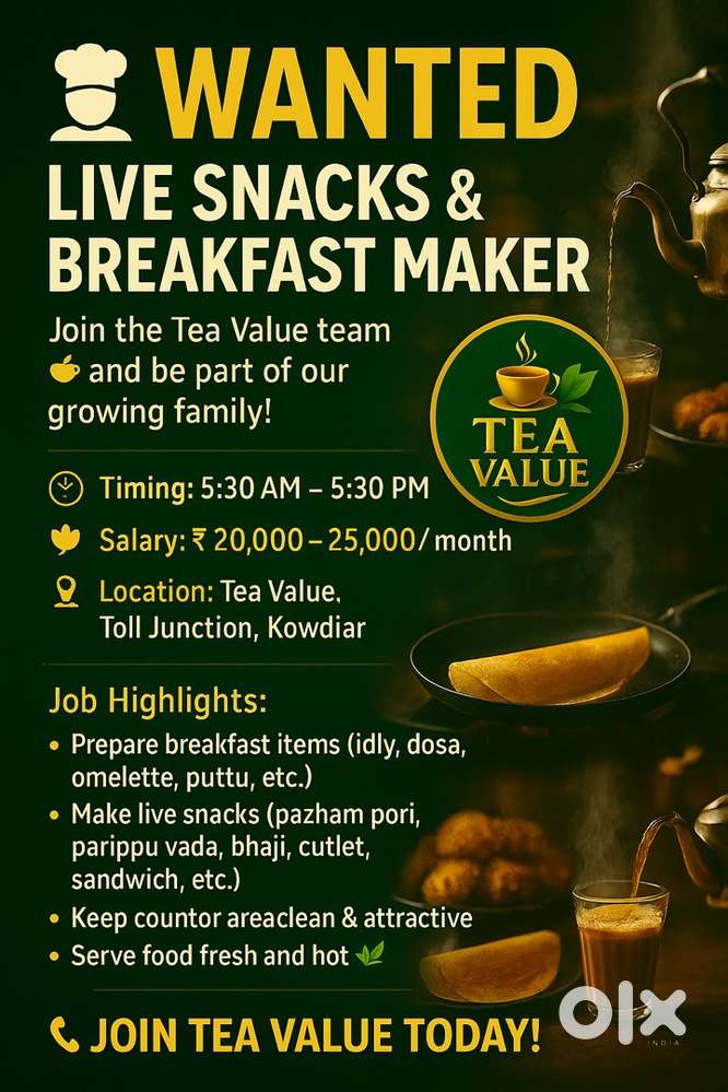 We’re Hiring – Live Snacks & Breakfast Maker!