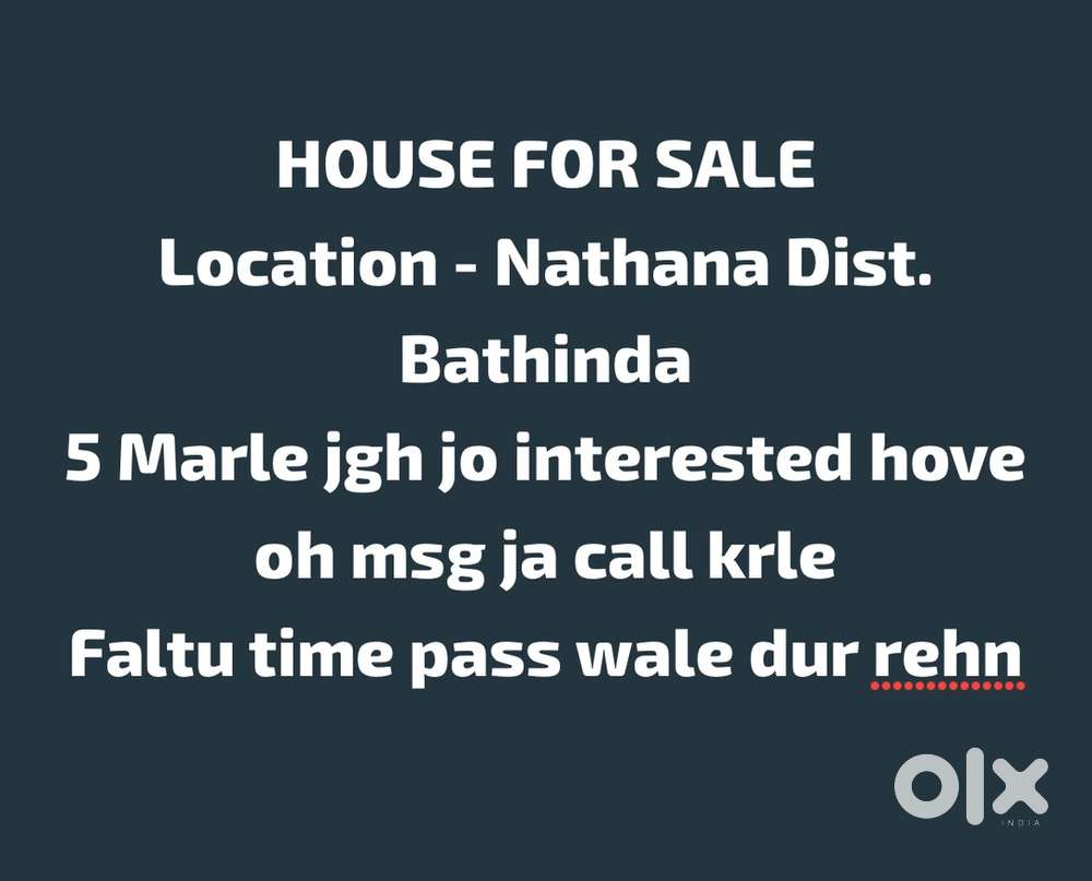 House for sale in Nathana dist. Bathinda