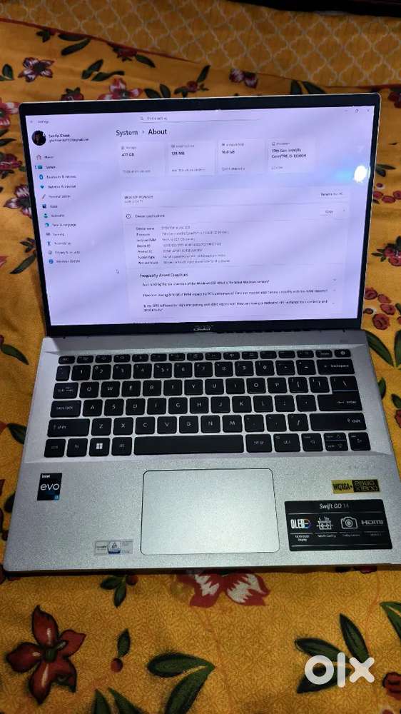 13month onlyACER Swift go 14,Oled,13th gen,i5 H performance,16gb,512gb