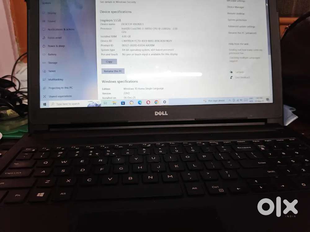 Laptop - Processor : Intel(R) Core(TM)i3-5005U CPU2.00GHz 2.00