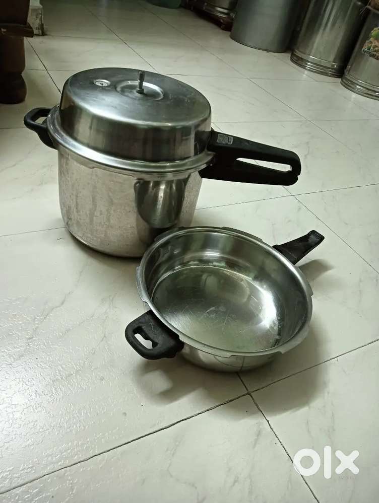 3 utensils-Stainless steel pressure cooker, pan and tuffware tope.