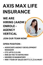 Jaipur/Max Life Insurance/3.5LPA/ Onrole Job/ Graduated must have