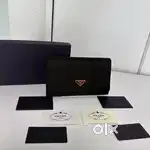 Prada Black Nylon & Leather Long Zip-Around Wallet