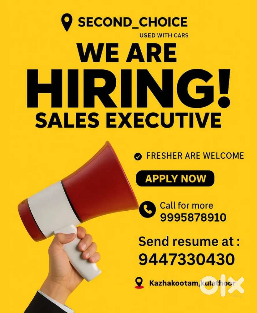 Hiring sales executive.(used car showroom)