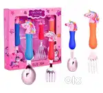 Unicorn theme Spoon and Fork Set for Kids Pack of 4 Multicolor
