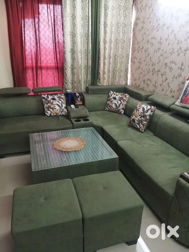 L shape sofa with cushion cover