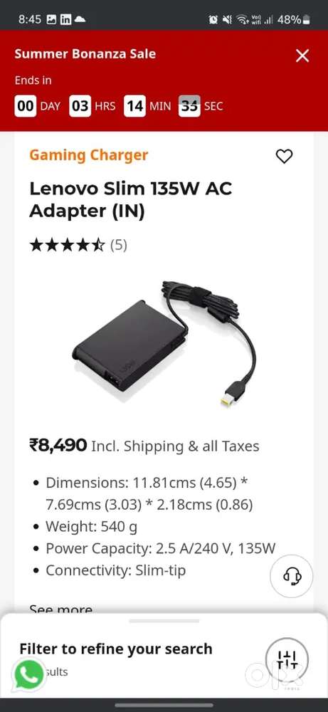 Lenovo charger with cable 135W