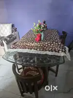 6 seater glass top dining table with 6 chairs
