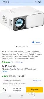 WZATCO Projector and realme fire stick 4k