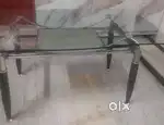 Glass top with secondary glass top shelf Dining table with 6 chairs