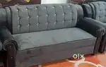 Modern Grey Fabric 5-Seater Sofa