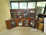Antique Solid Wood Cupboard Set–3 Pieces,Glass Doors,Great Condition