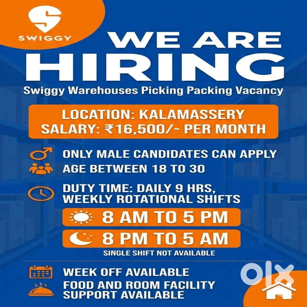 Swiggy Warehouse Packing Picking vacancy for Kalamassery