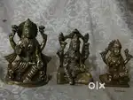 Antique pure brass solid heavy mata idols 15, 13 & 11 cm.