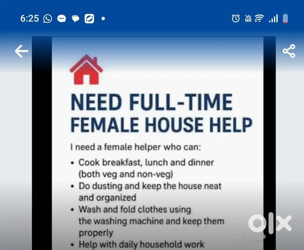 Full time or daily house maid