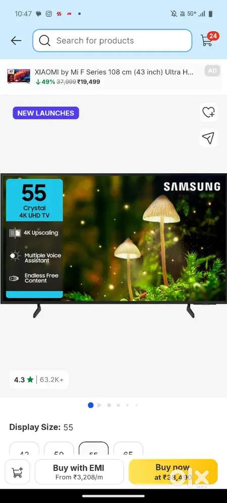 Samsung 55 inch tv crystal uhd