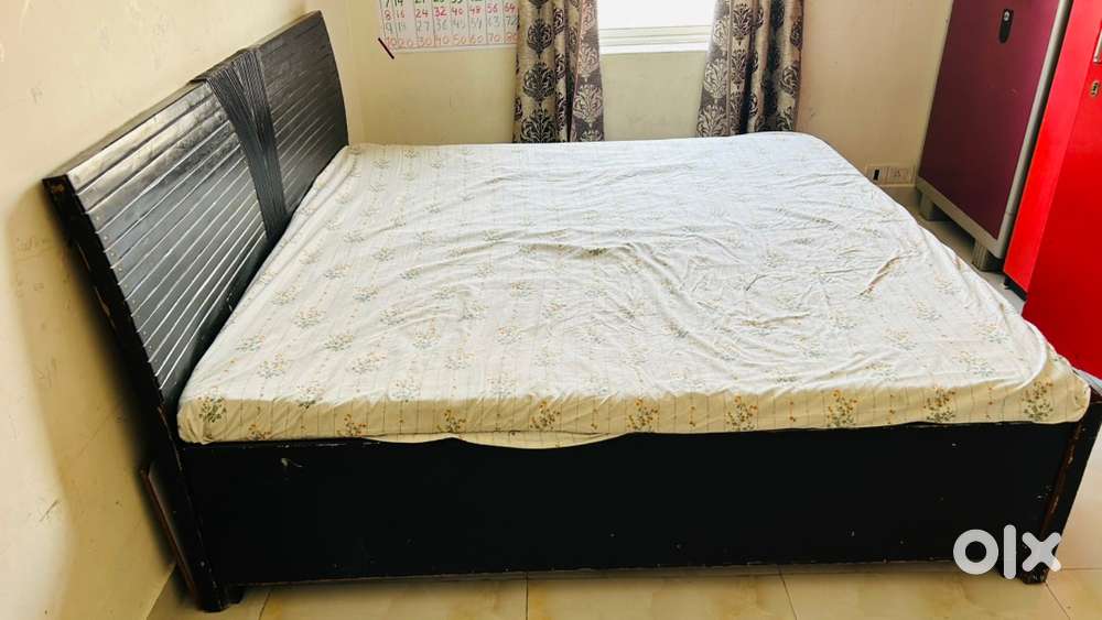 King size bed with box and mattresses