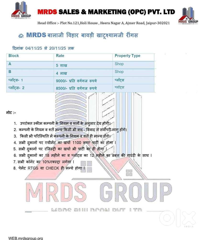 दुकान के लिए एरिया