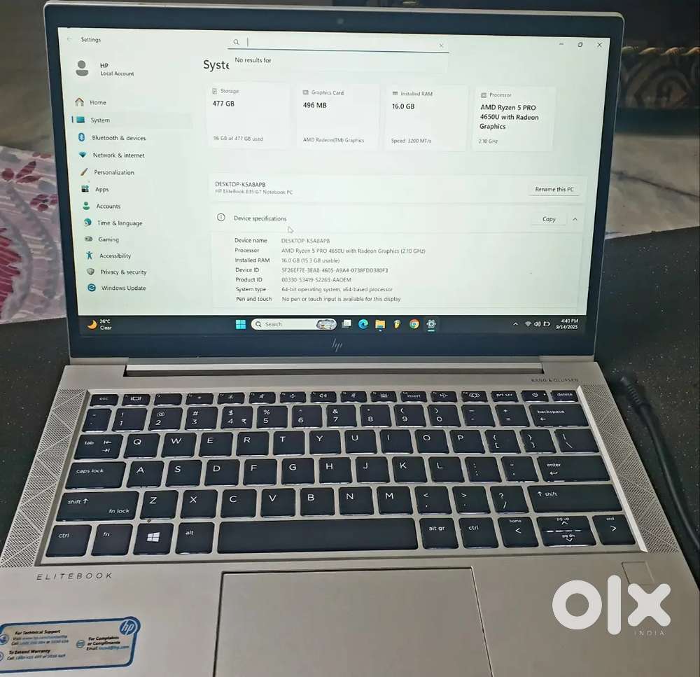 16 gb RAM 5 Pro AMD Ryzen hp Laptop
