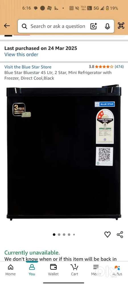 Under warranty period mini fridge for sale