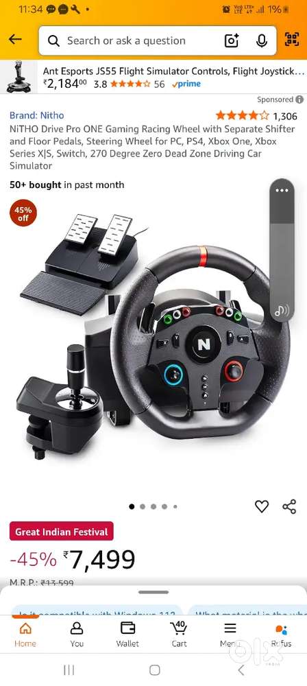 NiTHO Drive Pro ONE Gaming Racing Wheel with Separate Shifter