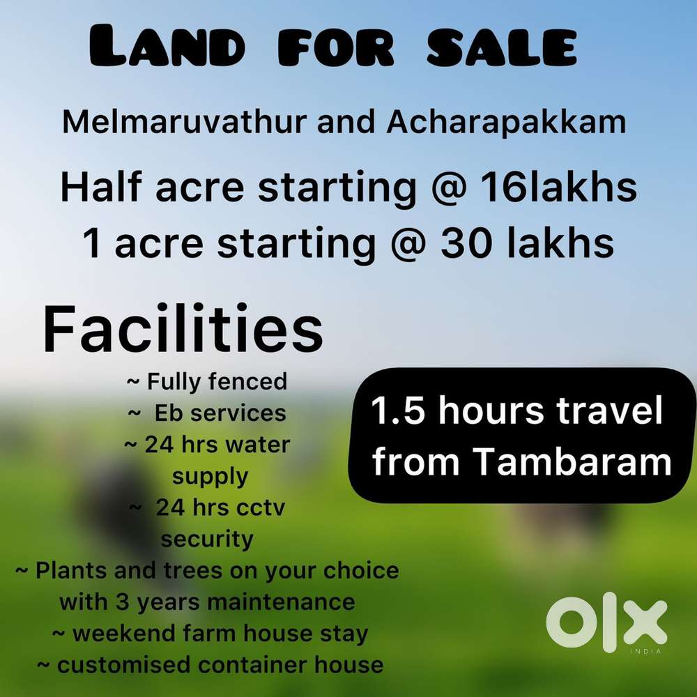 Farm land for sale 1 acre starting @ 30 lakhs