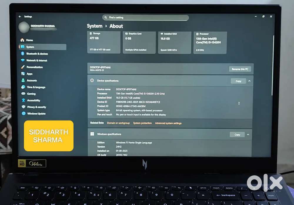Acer Nitro V15 RTX 4050 Gaming Beast – 13thGen i5, 16GB RAM, 144Hz FHD