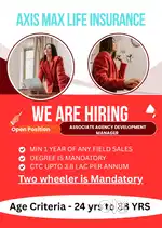 Kottarakara/Axis Max life insurance/Degree pass/Min 1yr sales exp must