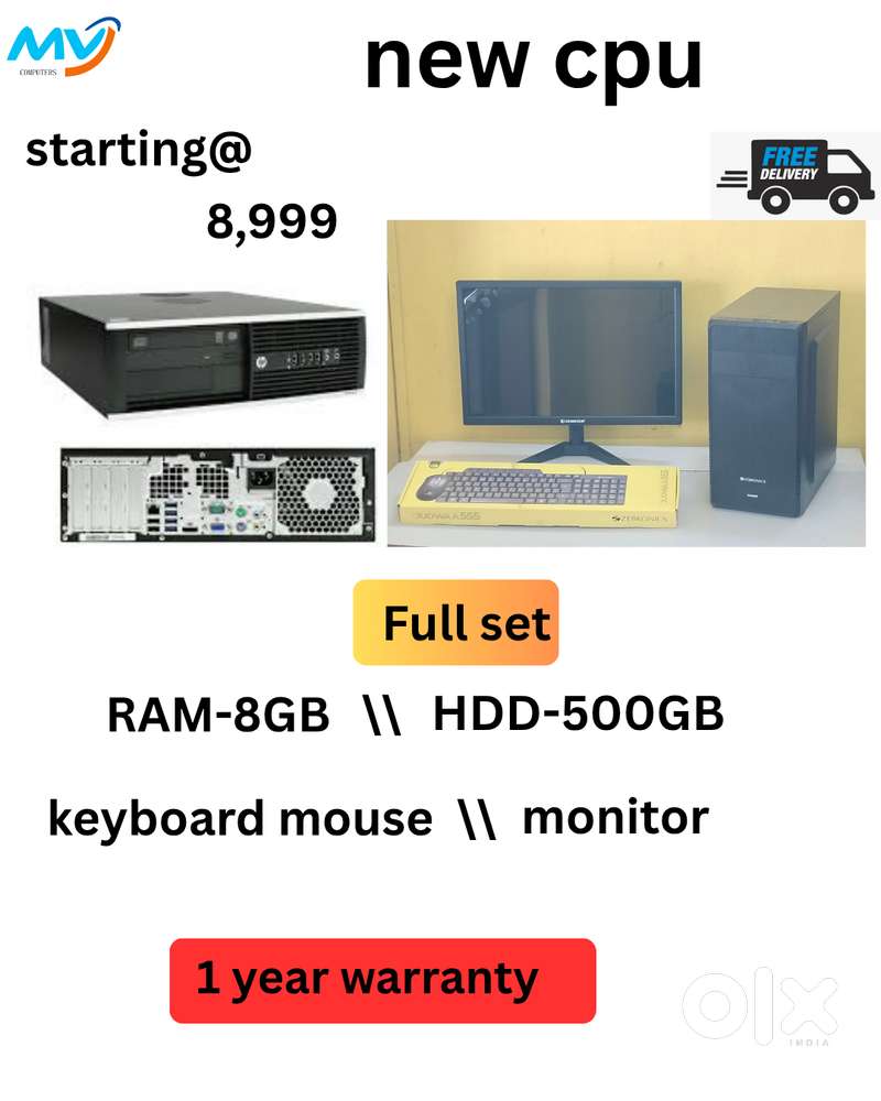 Cash on home delivery  Hard disk - 500GB  Ram - 8GB DDR3