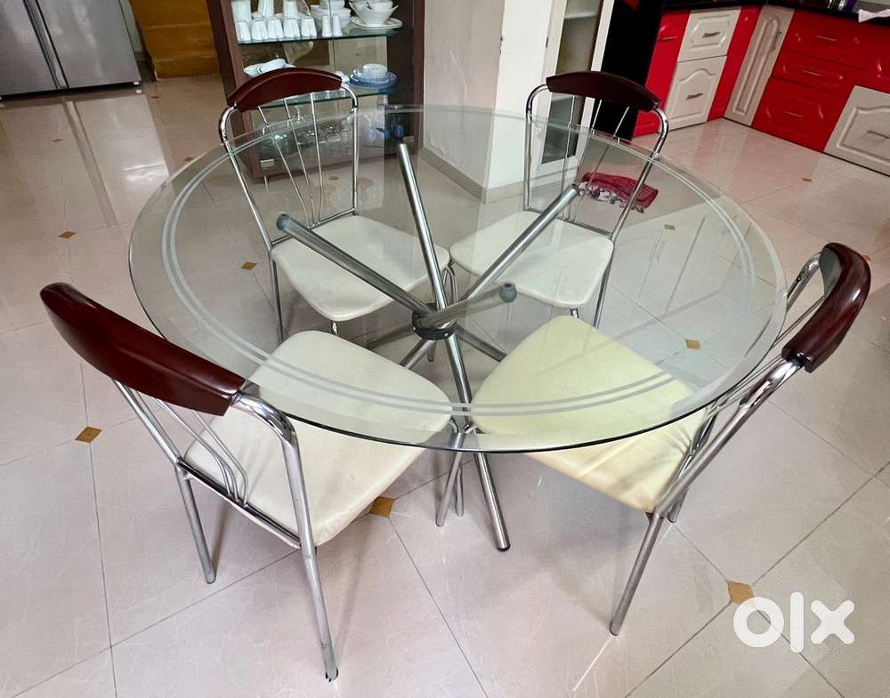Glass Dining Table with 4 Chairs