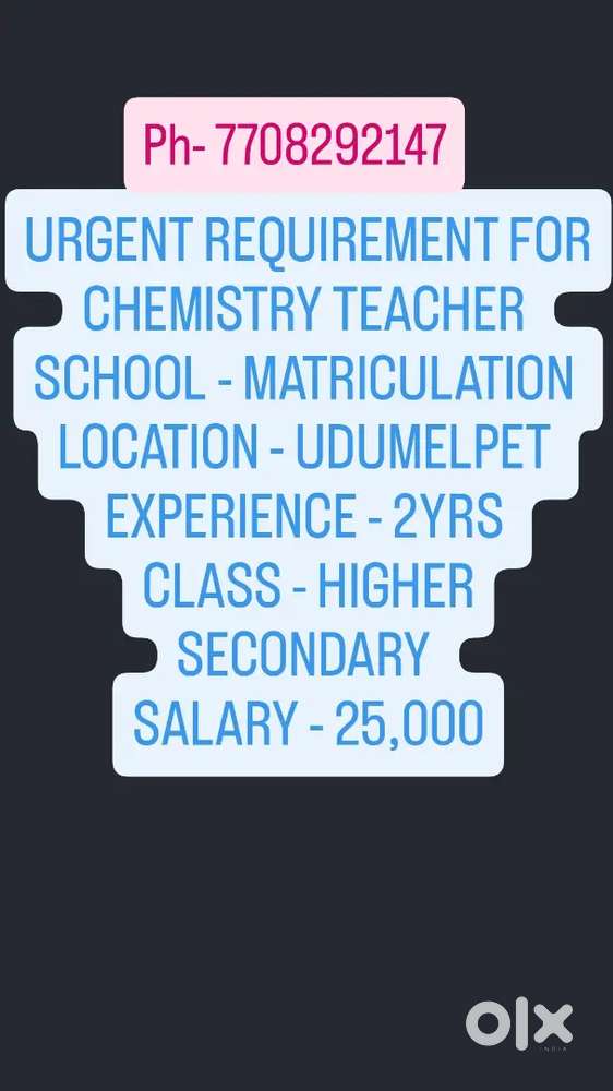 Wanted chemistry teacher
