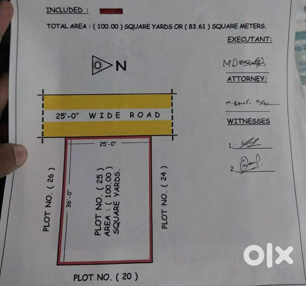 Plot size 100 sq yards
